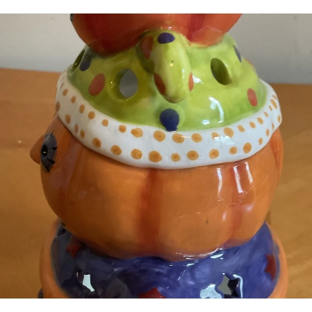 3 Stacked Pumpkins Tea‎ Light Candle Holder, Ceramic Unbranded